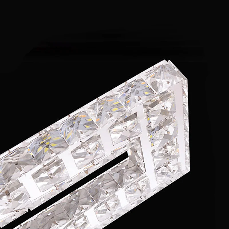 Rechthoekige kroonluchter hanglamp eigentijds kristal chroom LED-hanglamp warm/wit/natuurlijk licht voor eetkamer Clearhalo