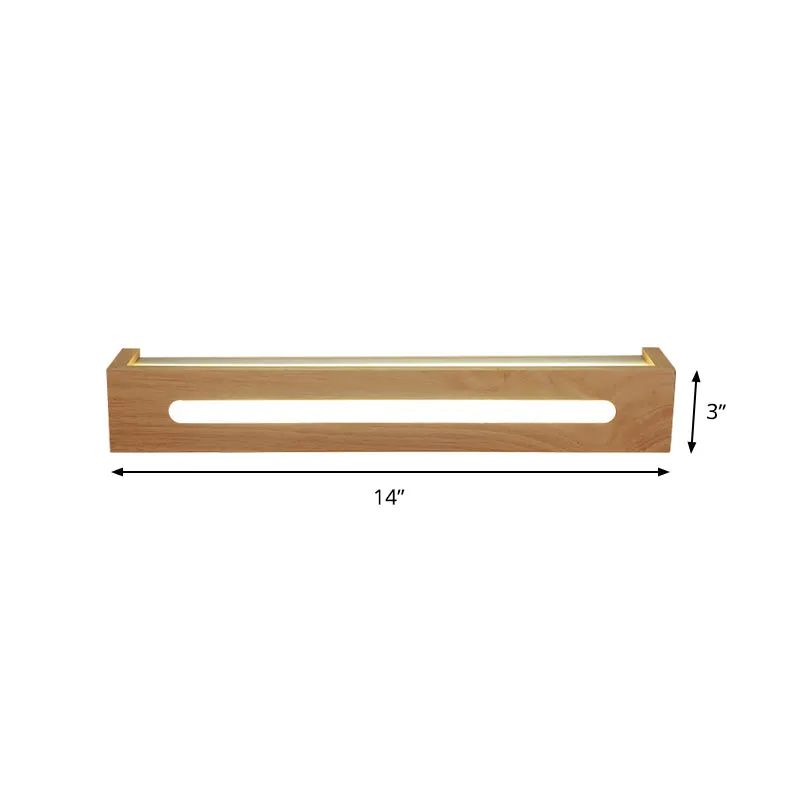 Rechthoekige LED-wandkandelaar Minimalistisch houten 14"/18"/21,5" breed 1 licht badijdelheid licht met diffuser warm/wit...