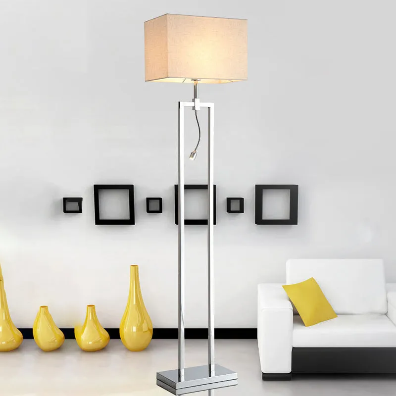 Rechthoekige leeslamp van stof, moderne staande lamp beige met LED-spot Clearhalo