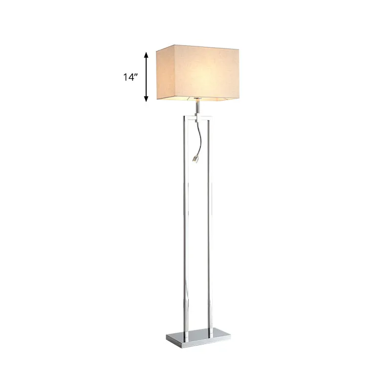 Rechthoekige leeslamp van stof, moderne staande lamp beige met LED-spot Clearhalo