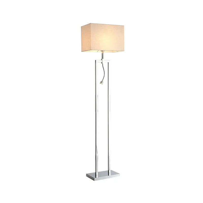 Rechthoekige leeslamp van stof, moderne staande lamp beige met LED-spot Clearhalo
