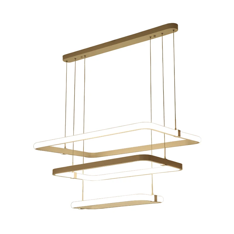 Rechthoekige metalen hanglampset Minimalistische witte LED-hangende kroonluchter, warm/wit licht Clearhalo