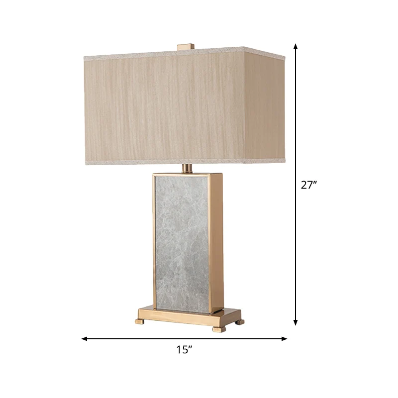 Rechthoekige stenen tafelverlichting postmodern 1 lichtgrijze stoffen nachtkastjelamp voor woonkamer Clearhalo