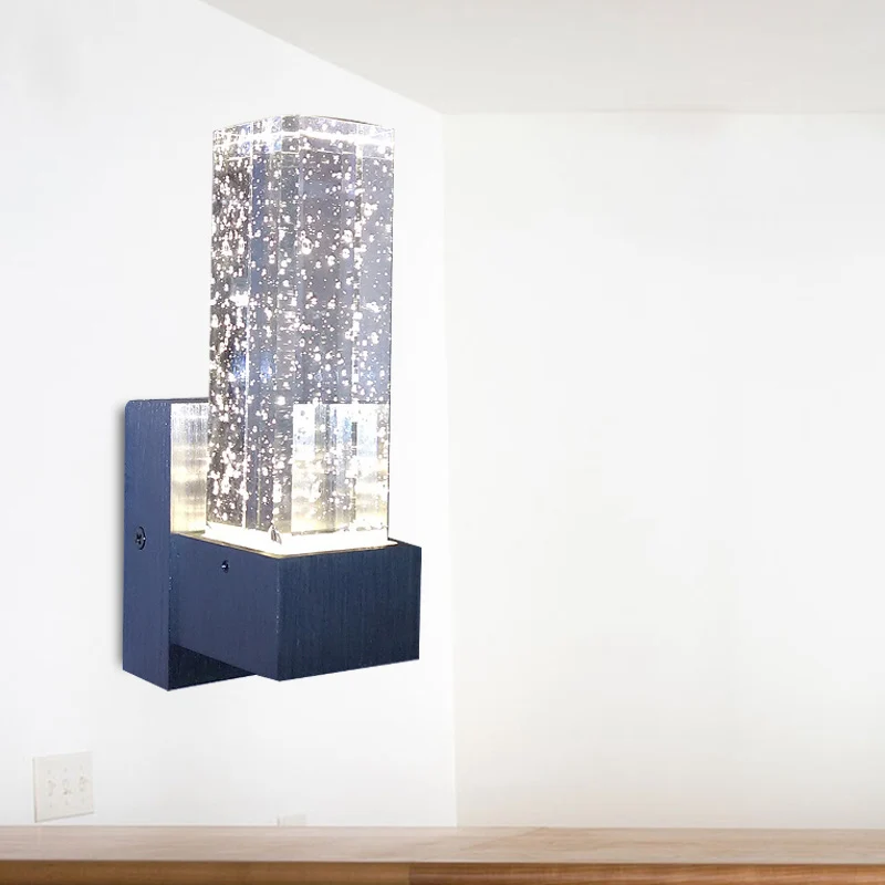Rechthoekige wandkandelaar Verlichting modernisme Helder bubbelkristal LED slaapkamer wandgemonteerd lichtarmatuur warm/wi...