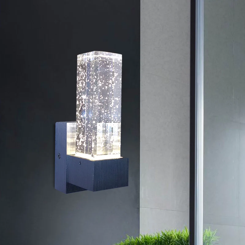 Rechthoekige wandkandelaar Verlichting modernisme Helder bubbelkristal LED slaapkamer wandgemonteerd lichtarmatuur warm/wi...
