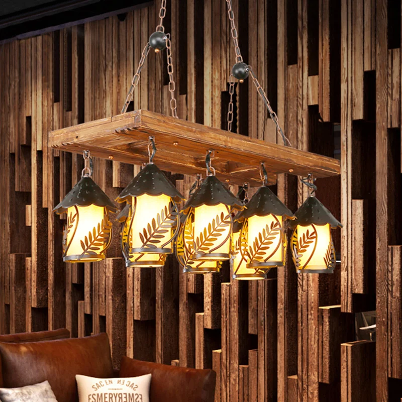 Rechthoekige witte stof/helder glas eiland hanglamp Vintage 8-lichts restaurant kroonluchterlamp zwart Clearhalo
