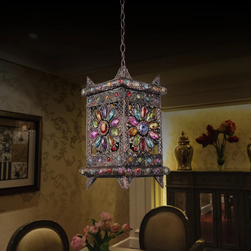 Rechthoekige woonkamer ophangverlichting Decoratieve 1-lamp bronzen hangende hanglamp Clearhalo