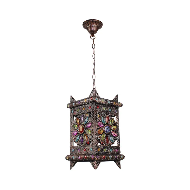 Rechthoekige woonkamer ophangverlichting Decoratieve 1-lamp bronzen hangende hanglamp Clearhalo