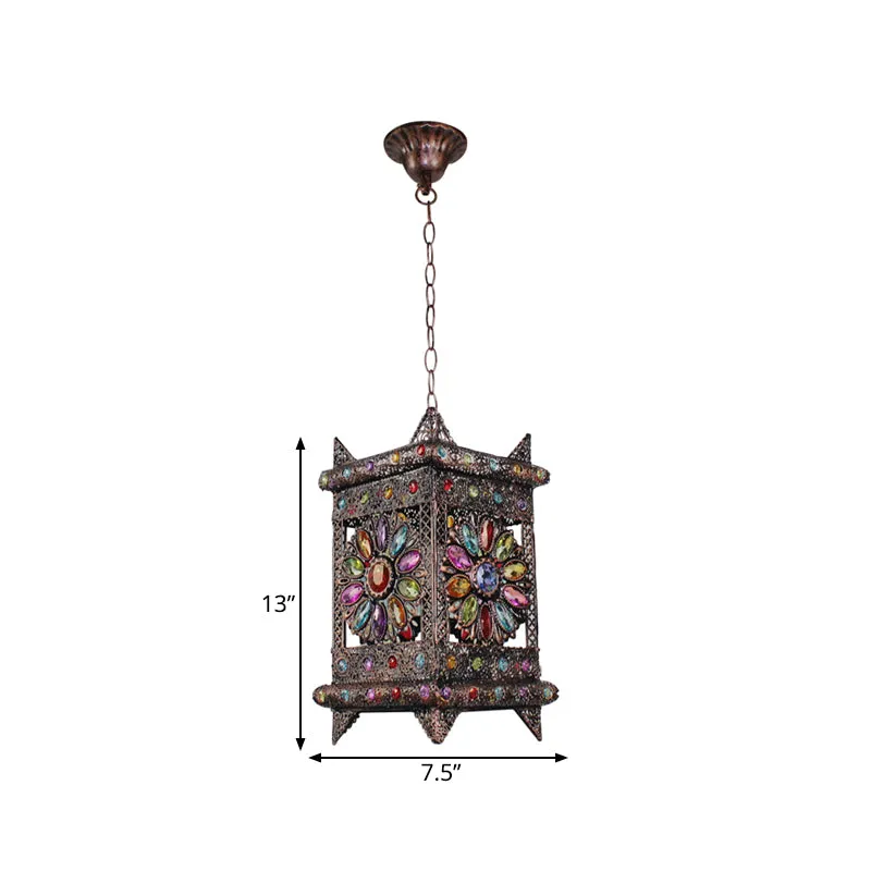 Rechthoekige woonkamer ophangverlichting Decoratieve 1-lamp bronzen hangende hanglamp Clearhalo
