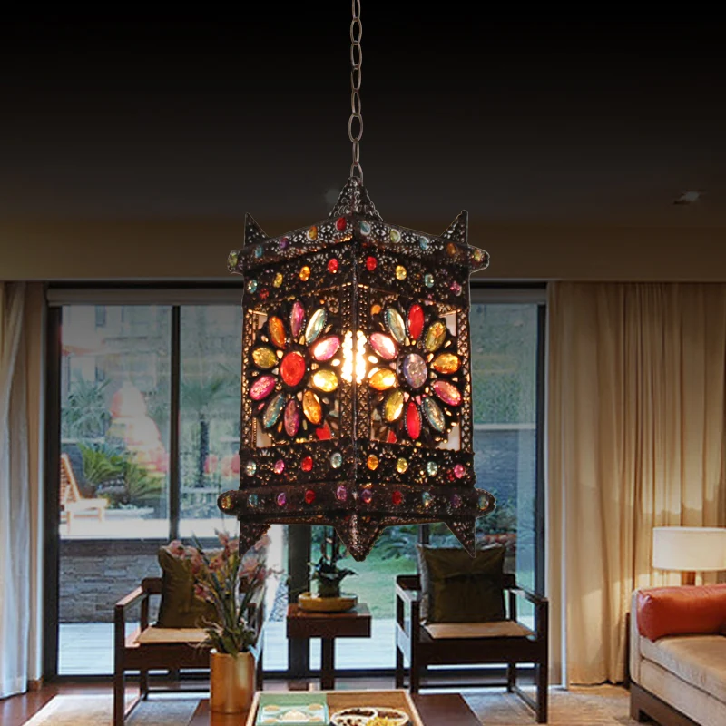 Rechthoekige woonkamer ophangverlichting Decoratieve 1-lamp bronzen hangende hanglamp Clearhalo