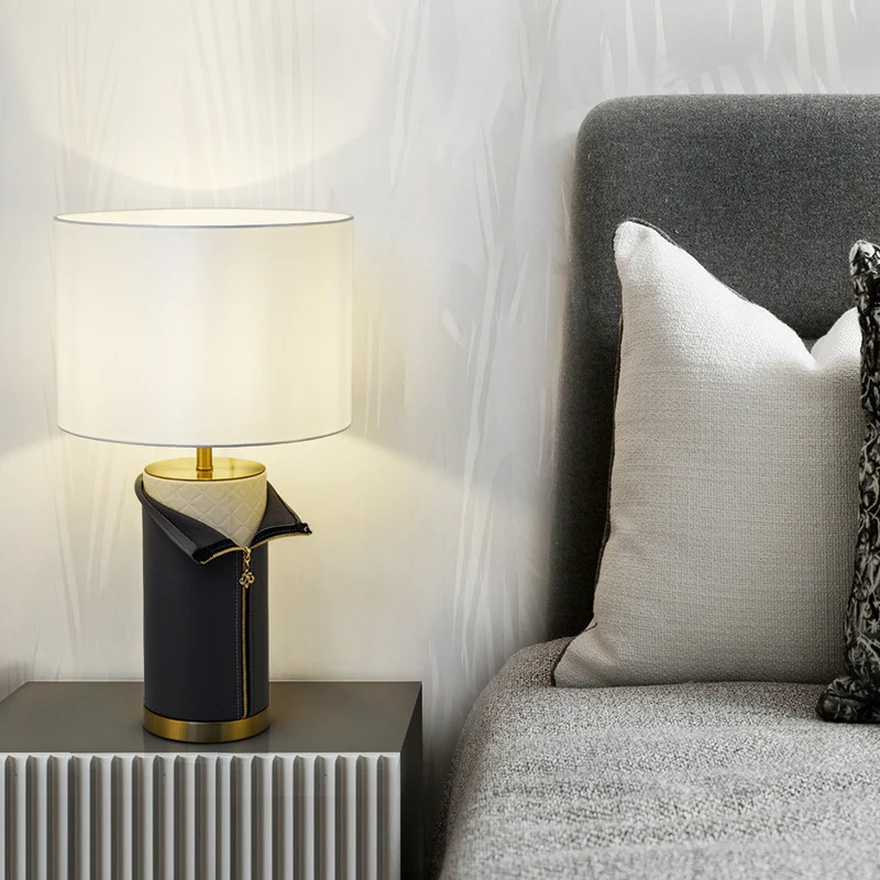 Rechtzijdige kap nachtkastjelamp modernisme stof 1 lamp leeslamp grijs Clearhalo