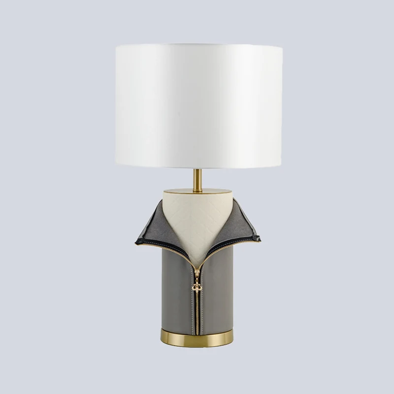 Rechtzijdige kap nachtkastjelamp modernisme stof 1 lamp leeslamp grijs Clearhalo
