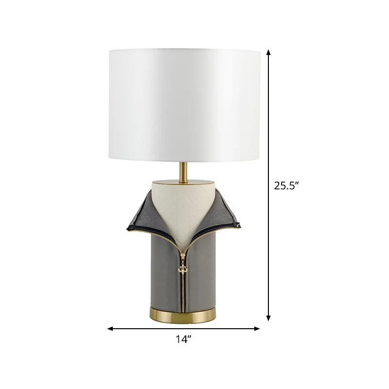 Rechtzijdige kap nachtkastjelamp modernisme stof 1 lamp leeslamp grijs Clearhalo