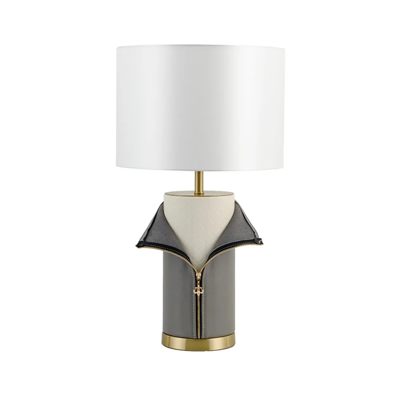 Rechtzijdige kap nachtkastjelamp modernisme stof 1 lamp leeslamp grijs Clearhalo