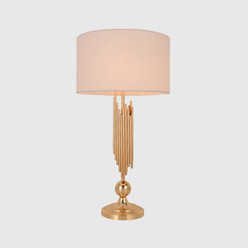 Rechtzijdige schaduw Taakverlichting Moderne stof 1-lamps nachttafellamp goud Clearhalo