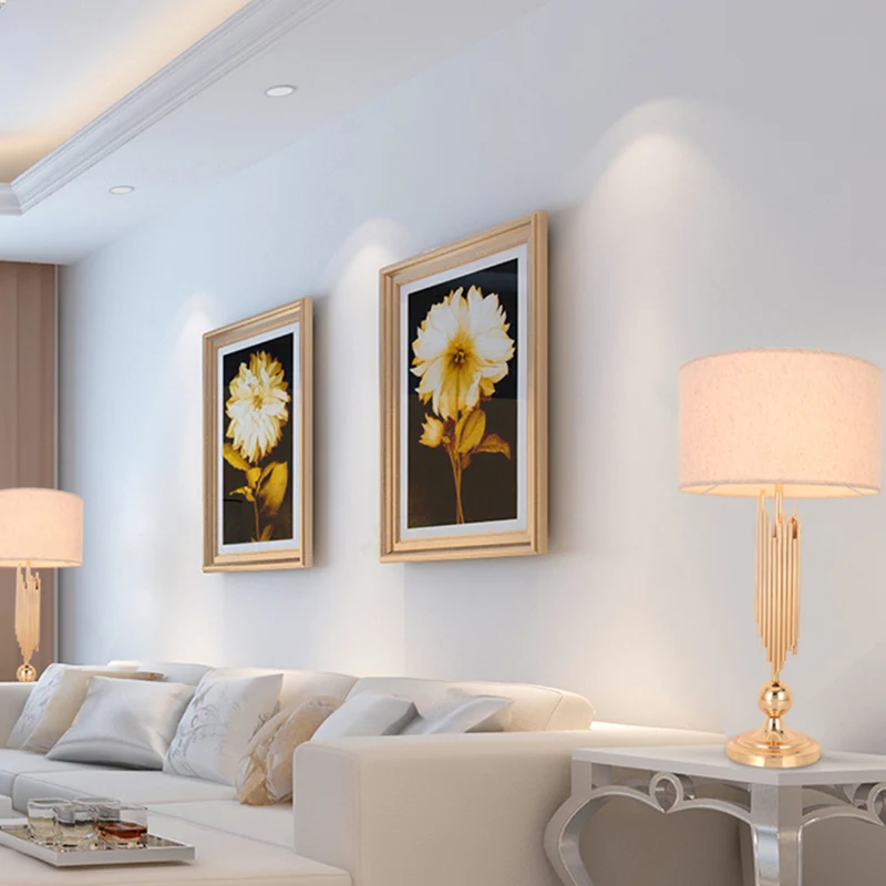 Rechtzijdige schaduw Taakverlichting Moderne stof 1-lamps nachttafellamp goud Clearhalo