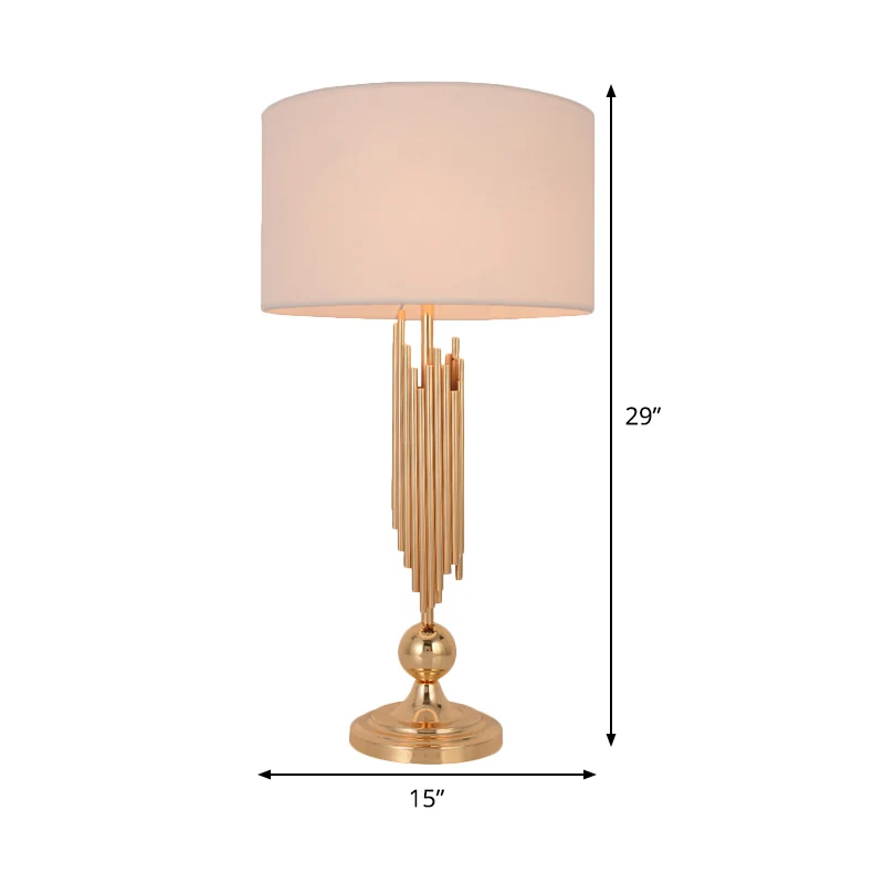 Rechtzijdige schaduw Taakverlichting Moderne stof 1-lamps nachttafellamp goud Clearhalo