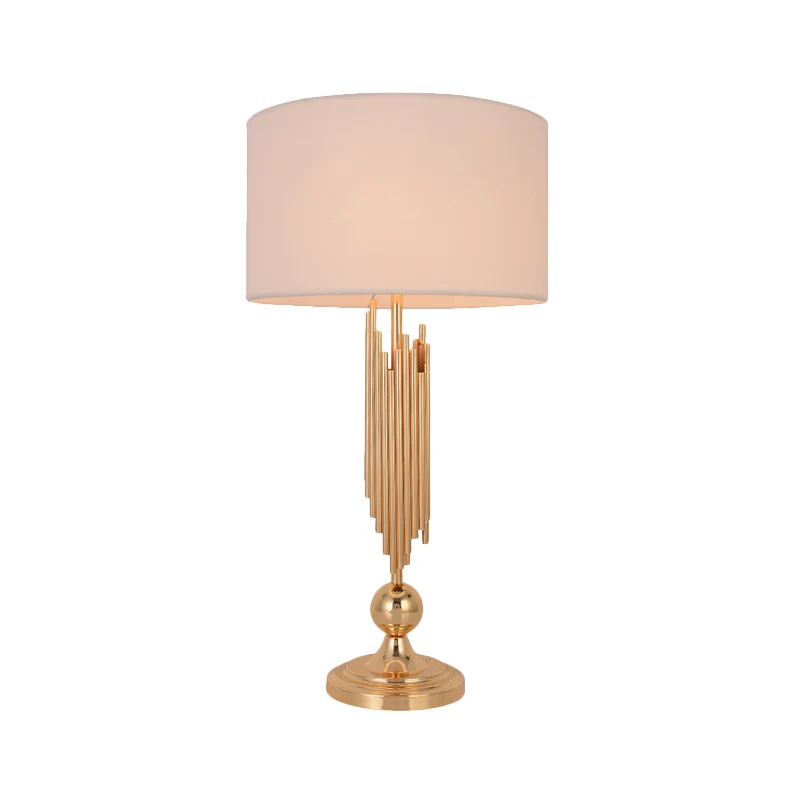 Rechtzijdige schaduw Taakverlichting Moderne stof 1-lamps nachttafellamp goud Clearhalo