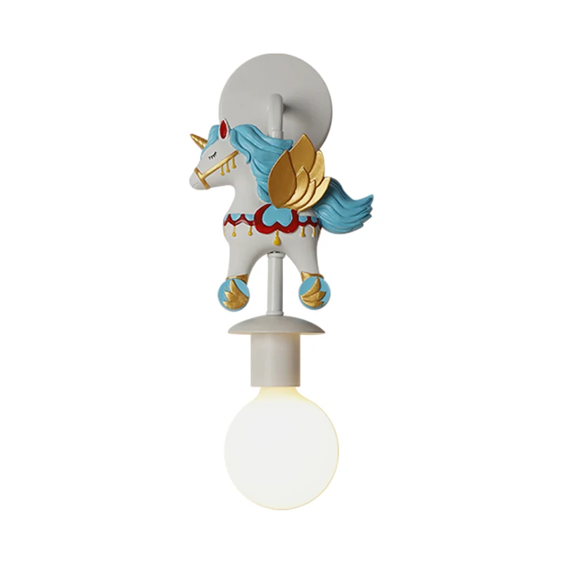 Regenboog Eenhoorn Wandverlichting Kinderhars 1 Lamp Roze/Blauwe Wandlamp met Glazen Bolkap Clearhalo