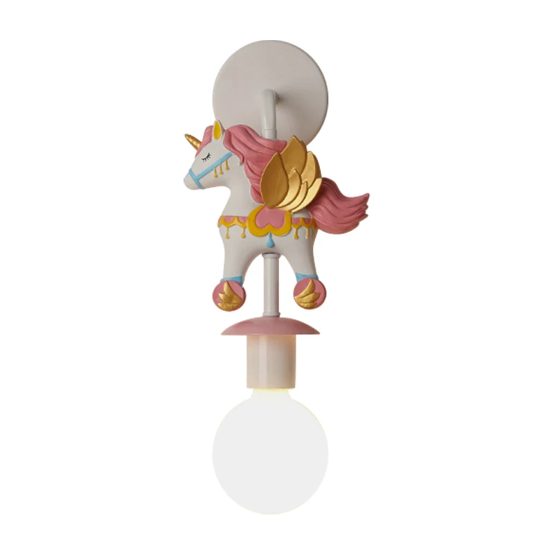 Regenboog Eenhoorn Wandverlichting Kinderhars 1 Lamp Roze/Blauwe Wandlamp met Glazen Bolkap Clearhalo