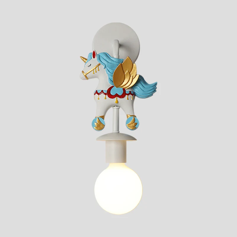 Regenboog Eenhoorn Wandverlichting Kinderhars 1 Lamp Roze/Blauwe Wandlamp met Glazen Bolkap Clearhalo