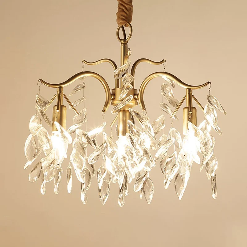 Regendruppel kristallen plafondkroonluchter traditionalisme 4 hoofden woonkamer naar beneden verlichting goud Clearhalo