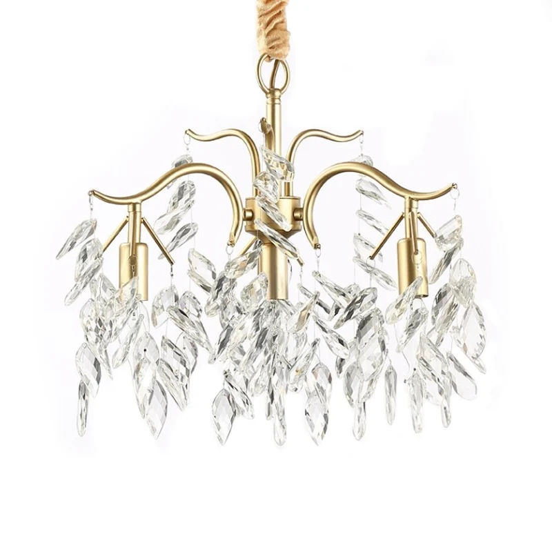 Regendruppel kristallen plafondkroonluchter traditionalisme 4 hoofden woonkamer naar beneden verlichting goud Clearhalo