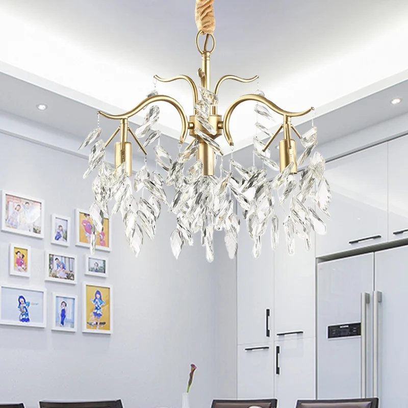 Regendruppel kristallen plafondkroonluchter traditionalisme 4 hoofden woonkamer naar beneden verlichting goud Clearhalo