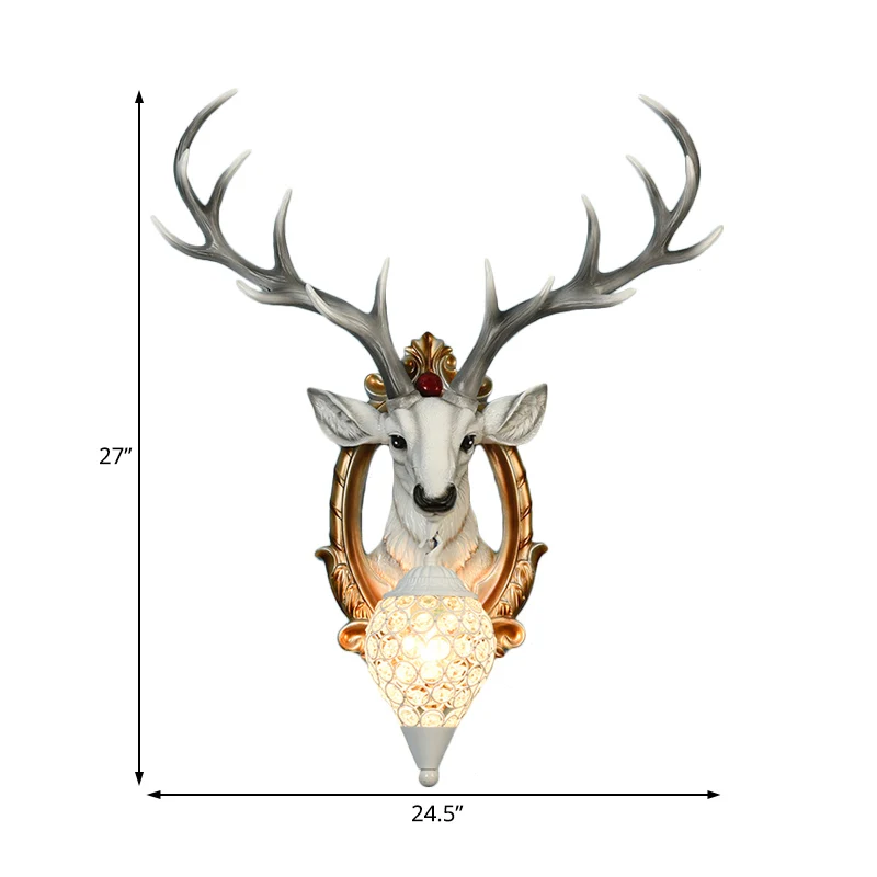 Regendruppel-sconce met één lamp, gerasterd, wit/geel kristal, wandgemonteerde lamp met harshert, 19,5"/24,5" breed Clearhalo