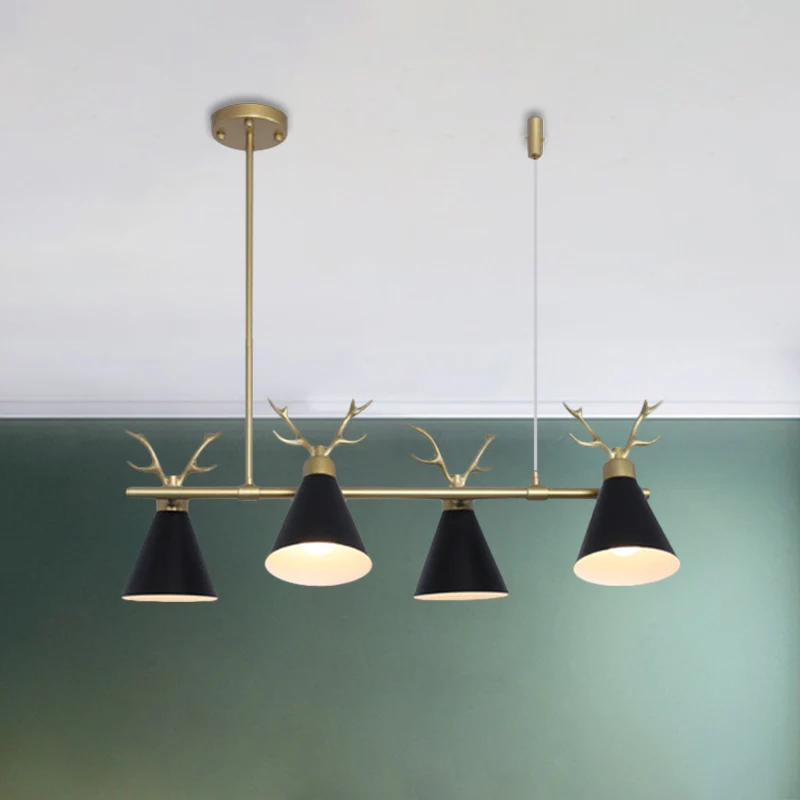 Restaurant Antler Design Island Lighting Metalen drievoudige licht Scandinavische zwart/grijs/witte kroonluchter Clearhalo