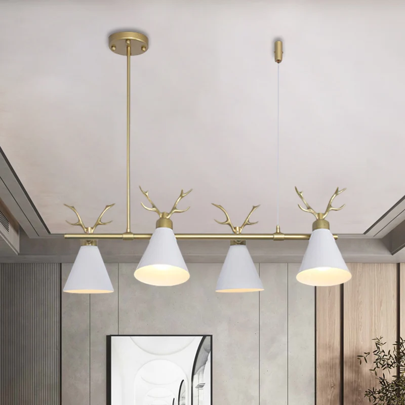 Restaurant Antler Design Island Lighting Metalen drievoudige licht Scandinavische zwart/grijs/witte kroonluchter Clearhalo