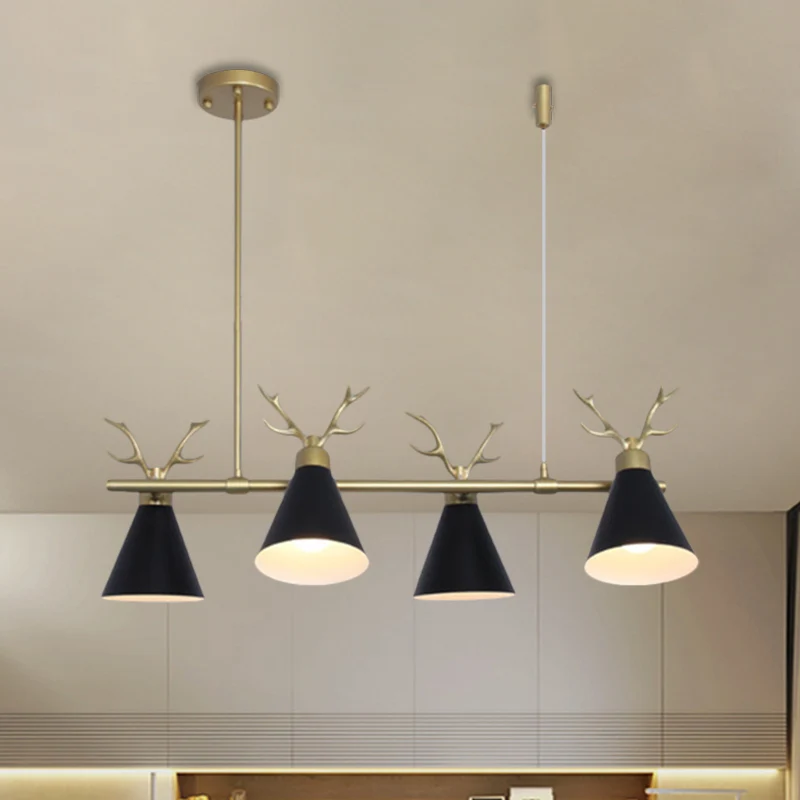 Restaurant Antler Design Island Lighting Metalen drievoudige licht Scandinavische zwart/grijs/witte kroonluchter Clearhalo