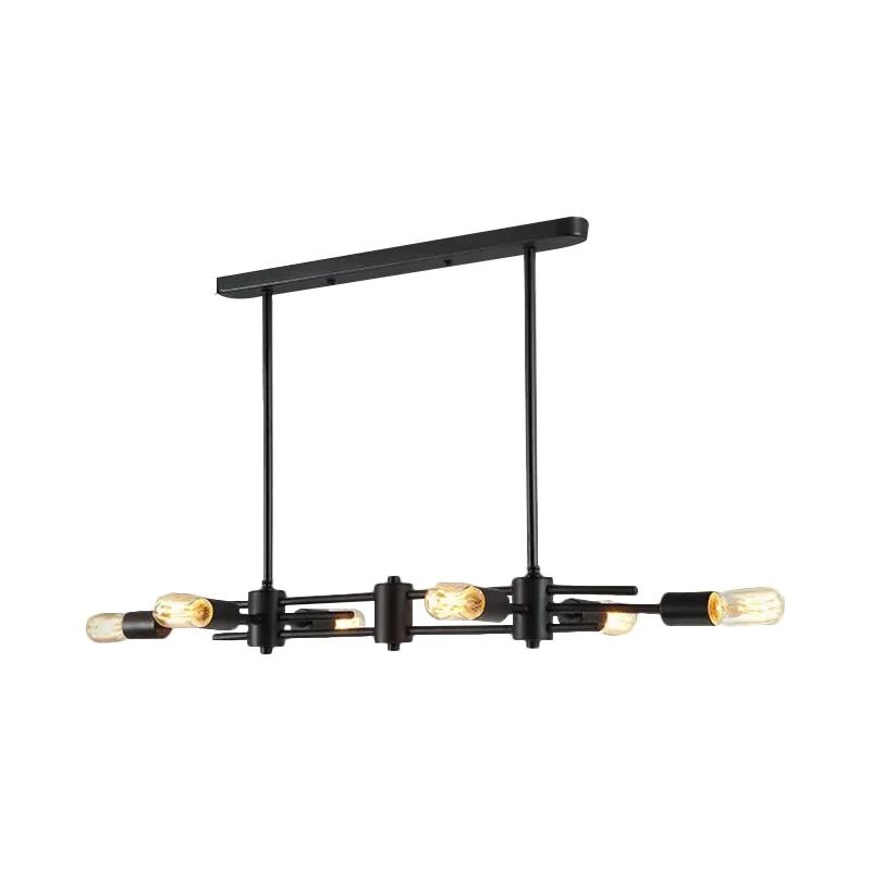 Restaurant Blootgestelde Lamp Hangende Kroonluchter Metallic 6/8 Lichten Modern Eenvoudig Zwart Eilandlicht Clearhalo