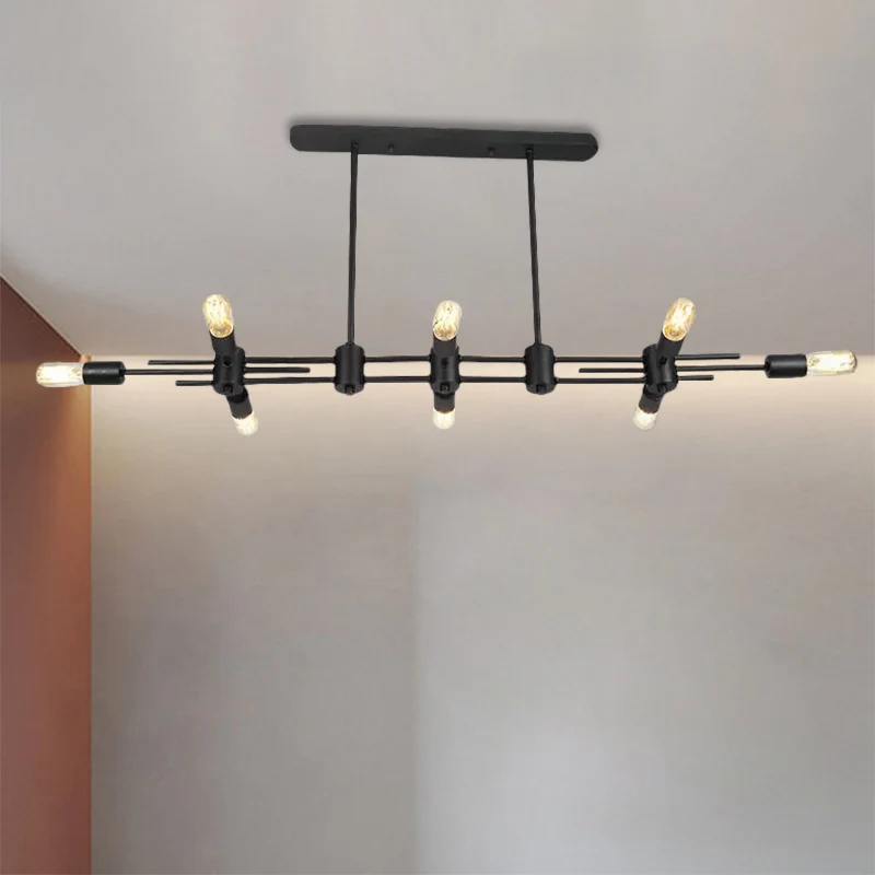 Restaurant Blootgestelde Lamp Hangende Kroonluchter Metallic 6/8 Lichten Modern Eenvoudig Zwart Eilandlicht Clearhalo