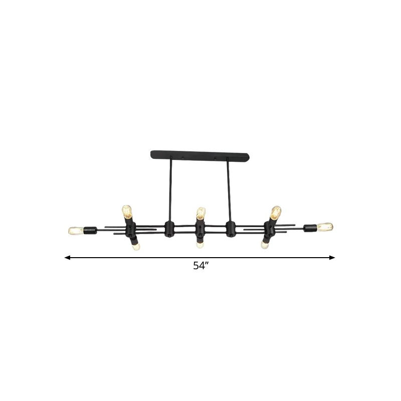Restaurant Blootgestelde Lamp Hangende Kroonluchter Metallic 6/8 Lichten Modern Eenvoudig Zwart Eilandlicht Clearhalo