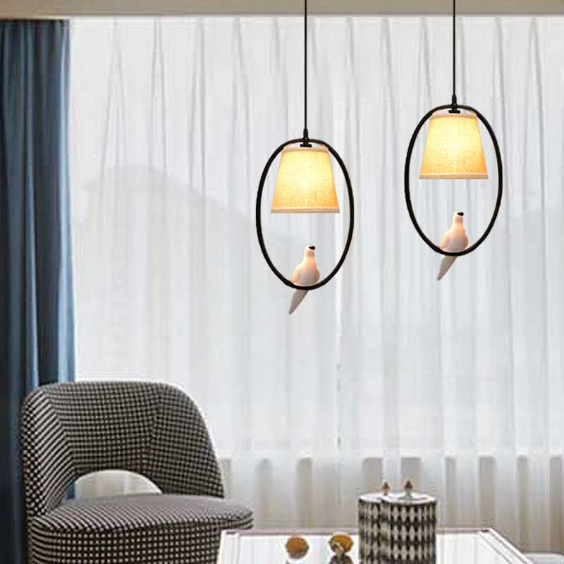 Restaurant Cafe ovale hanglamp met duifmetaal 2-kops rustiek beige hanglamp Clearhalo