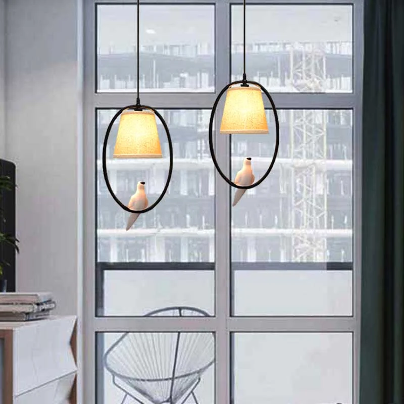 Restaurant Cafe ovale hanglamp met duifmetaal 2-kops rustiek beige hanglamp Clearhalo