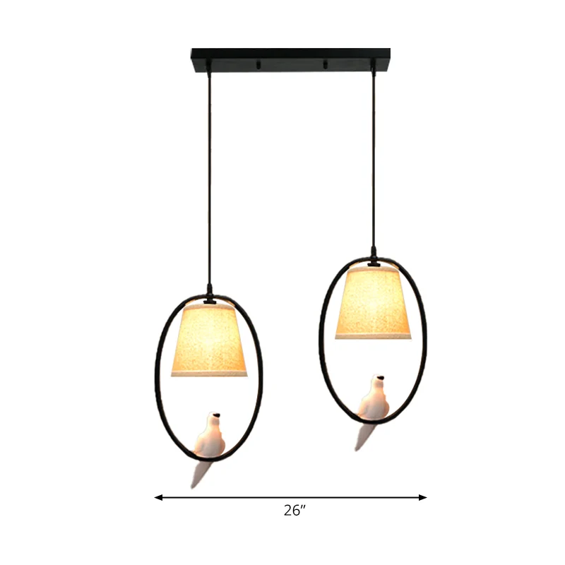 Restaurant Cafe ovale hanglamp met duifmetaal 2-kops rustiek beige hanglamp Clearhalo