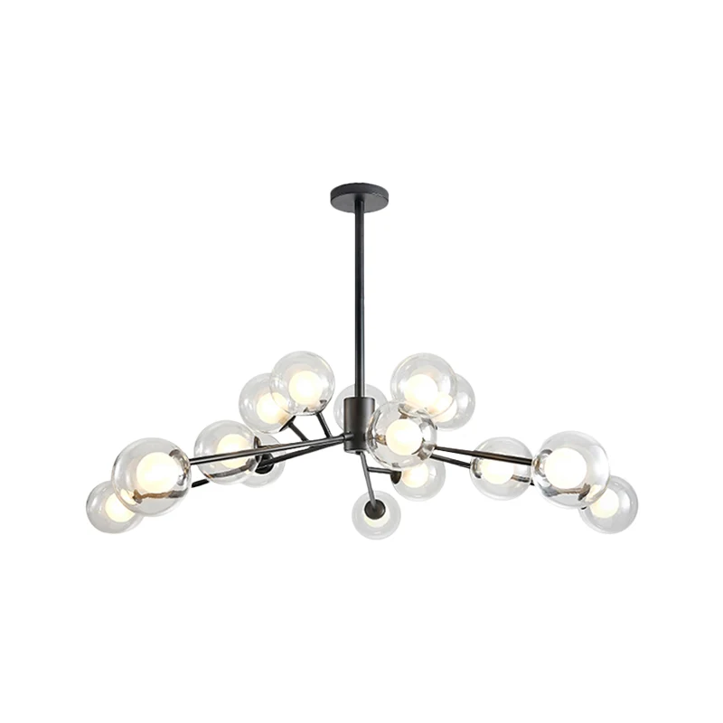 Restaurant Hotel Branch grote kroonluchter metaal 15/18 lichts moderne zwart/gouden hanglamp Clearhalo