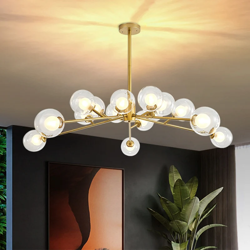 Restaurant Hotel Branch grote kroonluchter metaal 15/18 lichts moderne zwart/gouden hanglamp Clearhalo