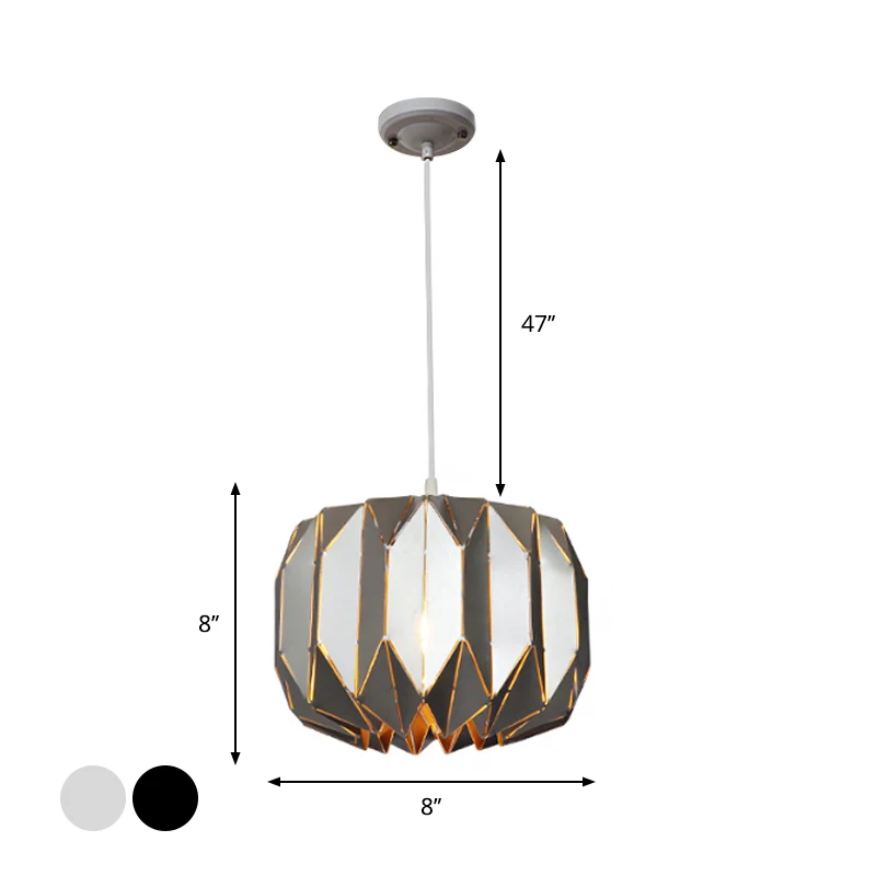 Restaurant Origami Hanglamp Metaal Eén Kop Eigentijds Zwart/Zilver Plafondhanger Clearhalo