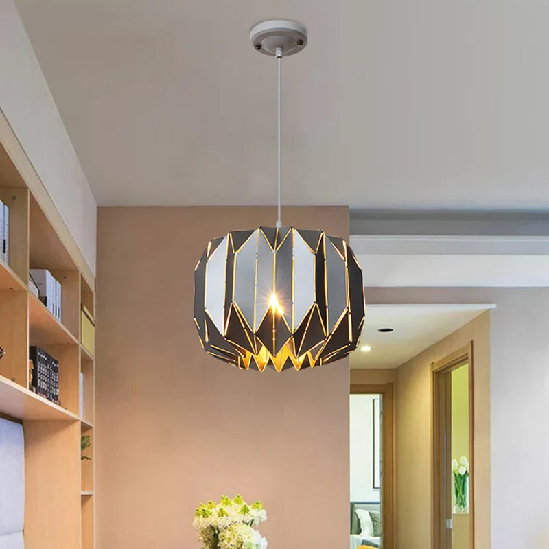 Restaurant Origami Hanglamp Metaal Eén Kop Eigentijds Zwart/Zilver Plafondhanger Clearhalo