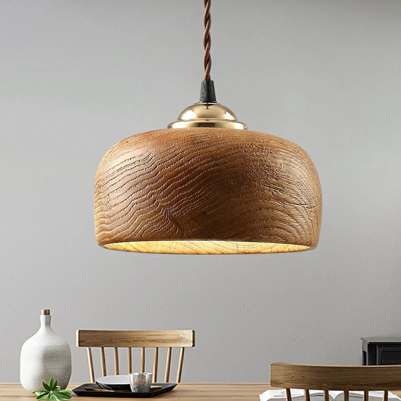 Restaurant-ophanglamp met één lamp, Scandinavische hanglamp met kom en houten kap Clearhalo