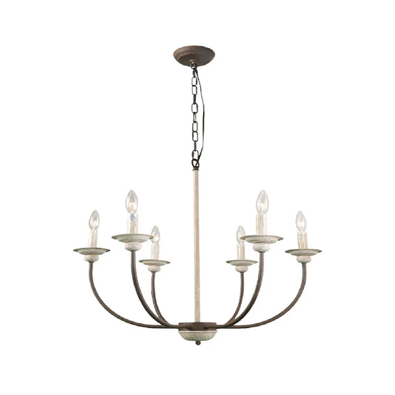Retro 6-kops kroonluchterlamp roesttak plafondhanglamp met metalen kap voor woonkamer Clearhalo