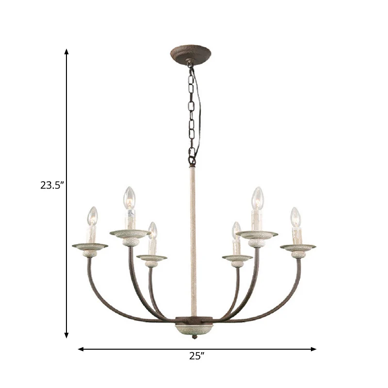 Retro 6-kops kroonluchterlamp roesttak plafondhanglamp met metalen kap voor woonkamer Clearhalo