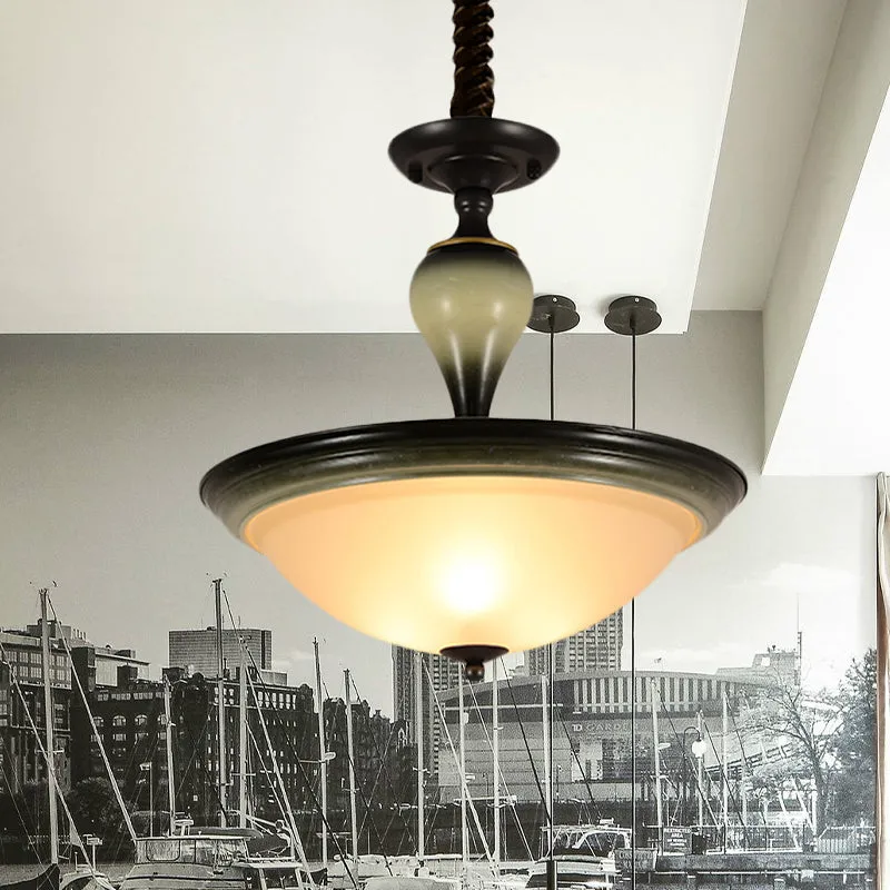 Retro Bowl semi-inbouwlamp 3 lampen matglas inbouwverlichting zwart Clearhalo