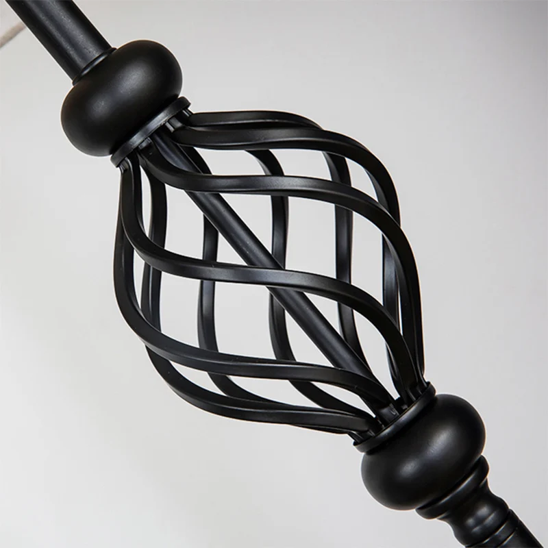 Retro Empire Shade vloerlamp, stoffen staande lamp, één lamp, zwart met voetschakelaar Clearhalo