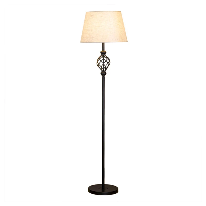 Retro Empire Shade vloerlamp, stoffen staande lamp, één lamp, zwart met voetschakelaar Clearhalo