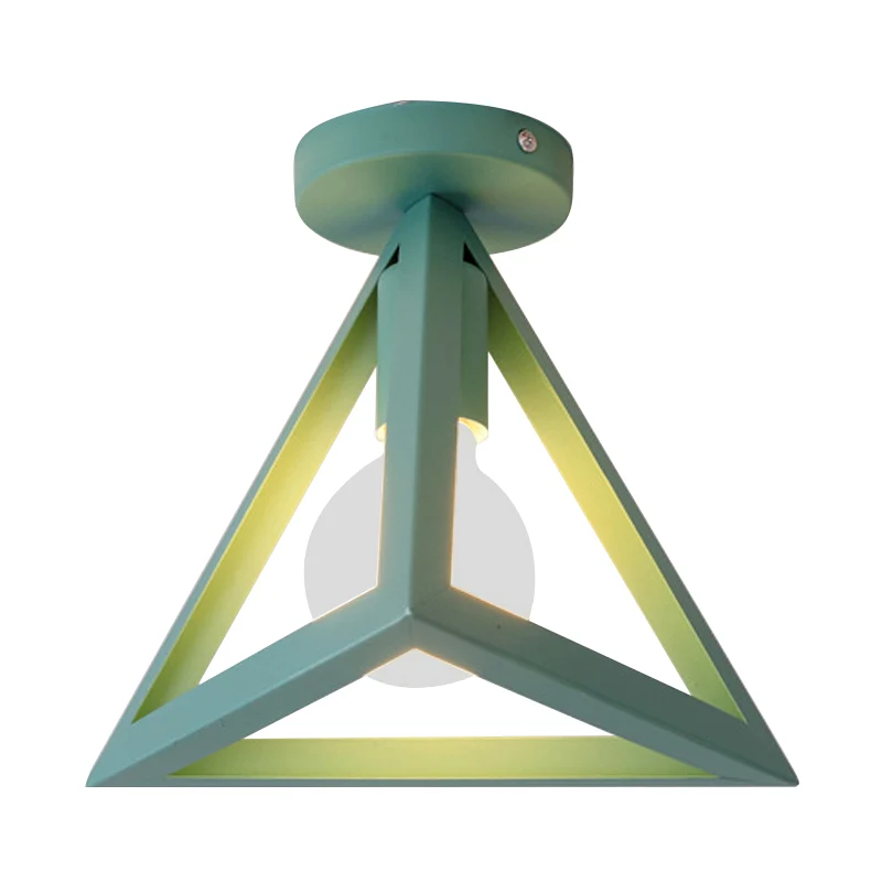 Retro industriële draadkooi semi-inbouw plafondlamp met driehoekige kap en 1 kops metalen plafondlamp zwart/grijs/wit Clea...