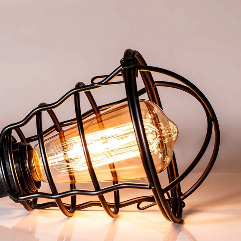 Retro industriële plafondlamp met metalen frame en smeedijzeren inbouwlamp zwart Clearhalo